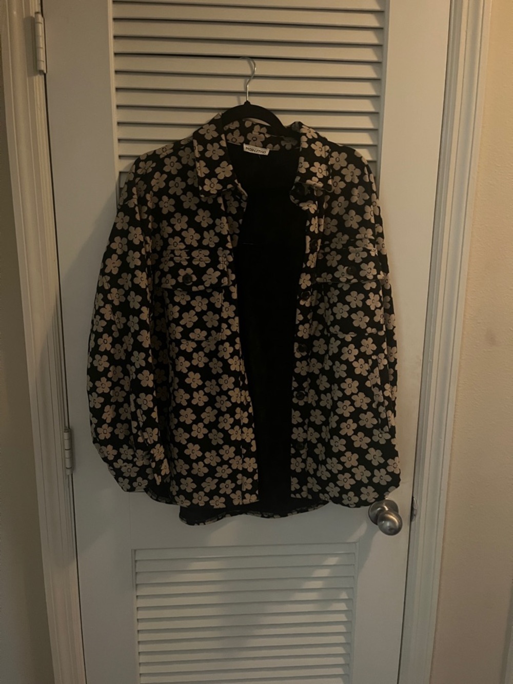 VICI Floral Print Button-Up Jacket - Black & Cream SHACKET